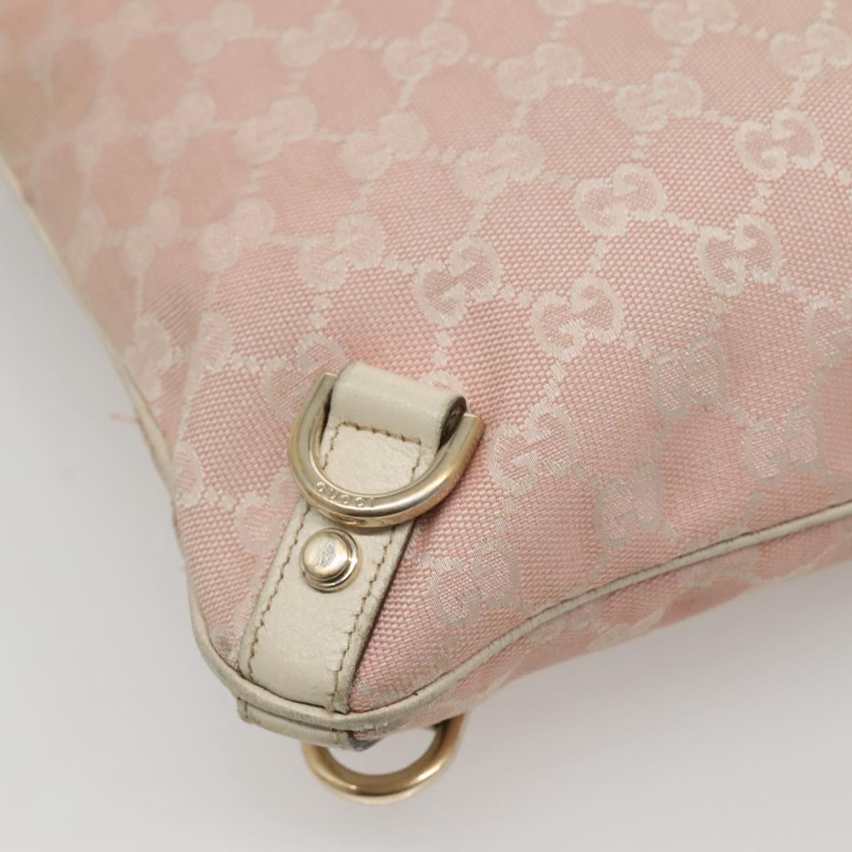GUCCI GG Canvas Shoulder Bag Gold Pink 131326 Auth 121544