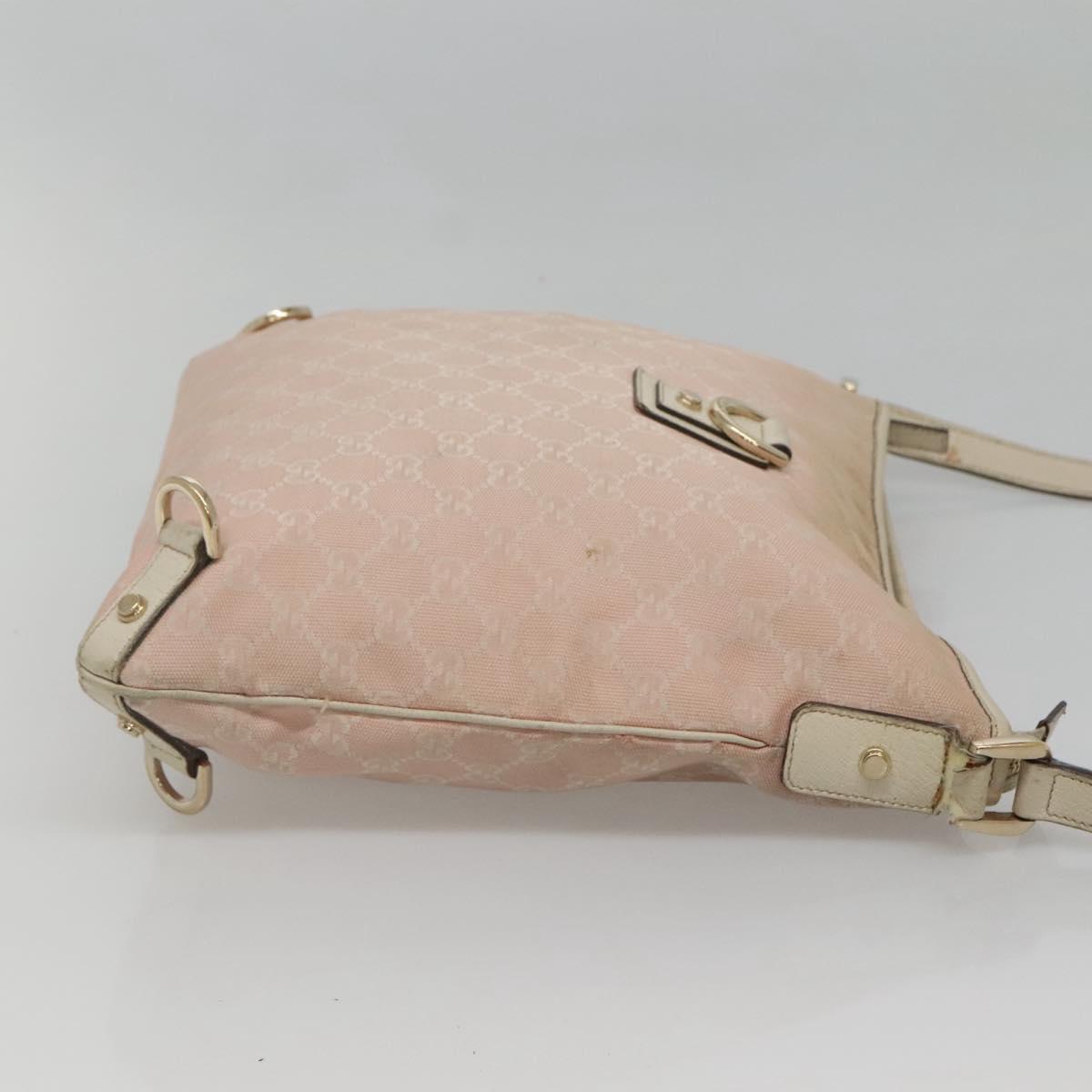 GUCCI GG Canvas Shoulder Bag Gold Pink 131326 Auth 121544