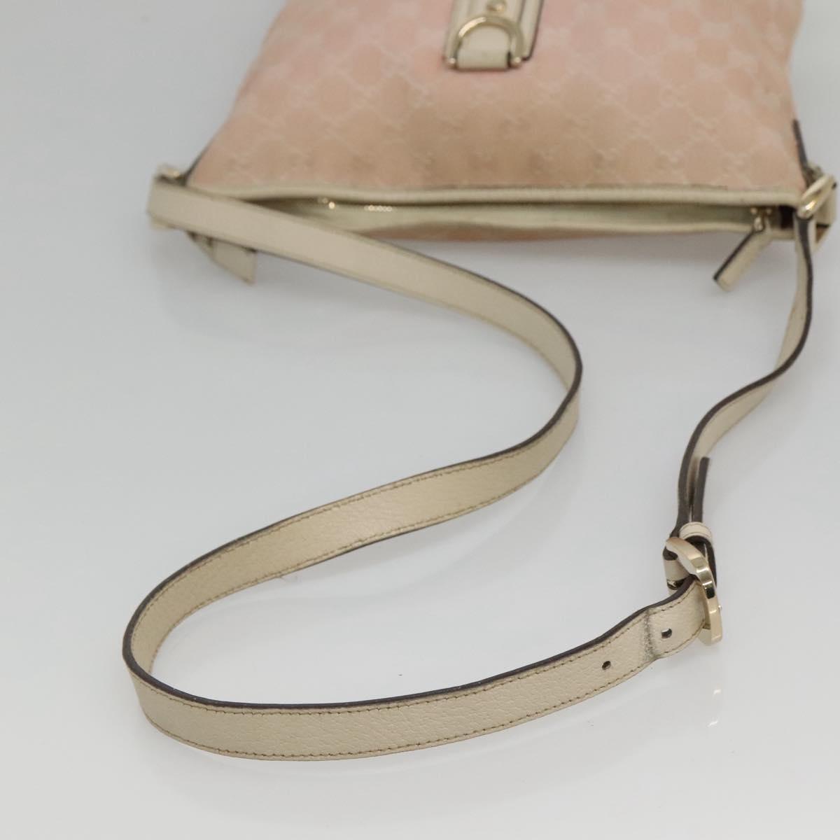 GUCCI GG Canvas Shoulder Bag Gold Pink 131326 Auth 121544