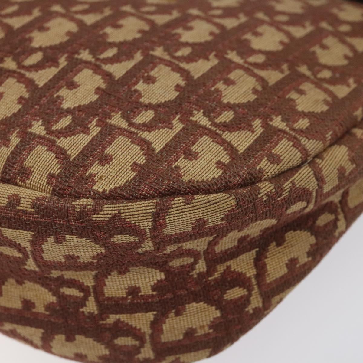 Christian Dior Trotter Canvas Shoulder Bag Red Gold Auth 121548