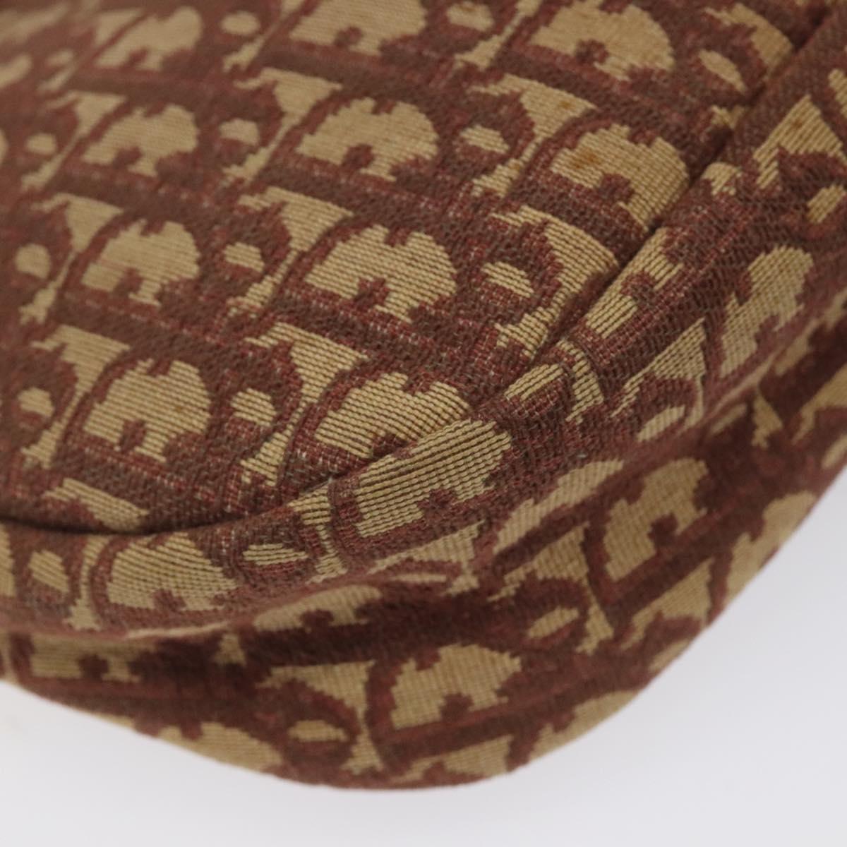 Christian Dior Trotter Canvas Shoulder Bag Red Gold Auth 121548