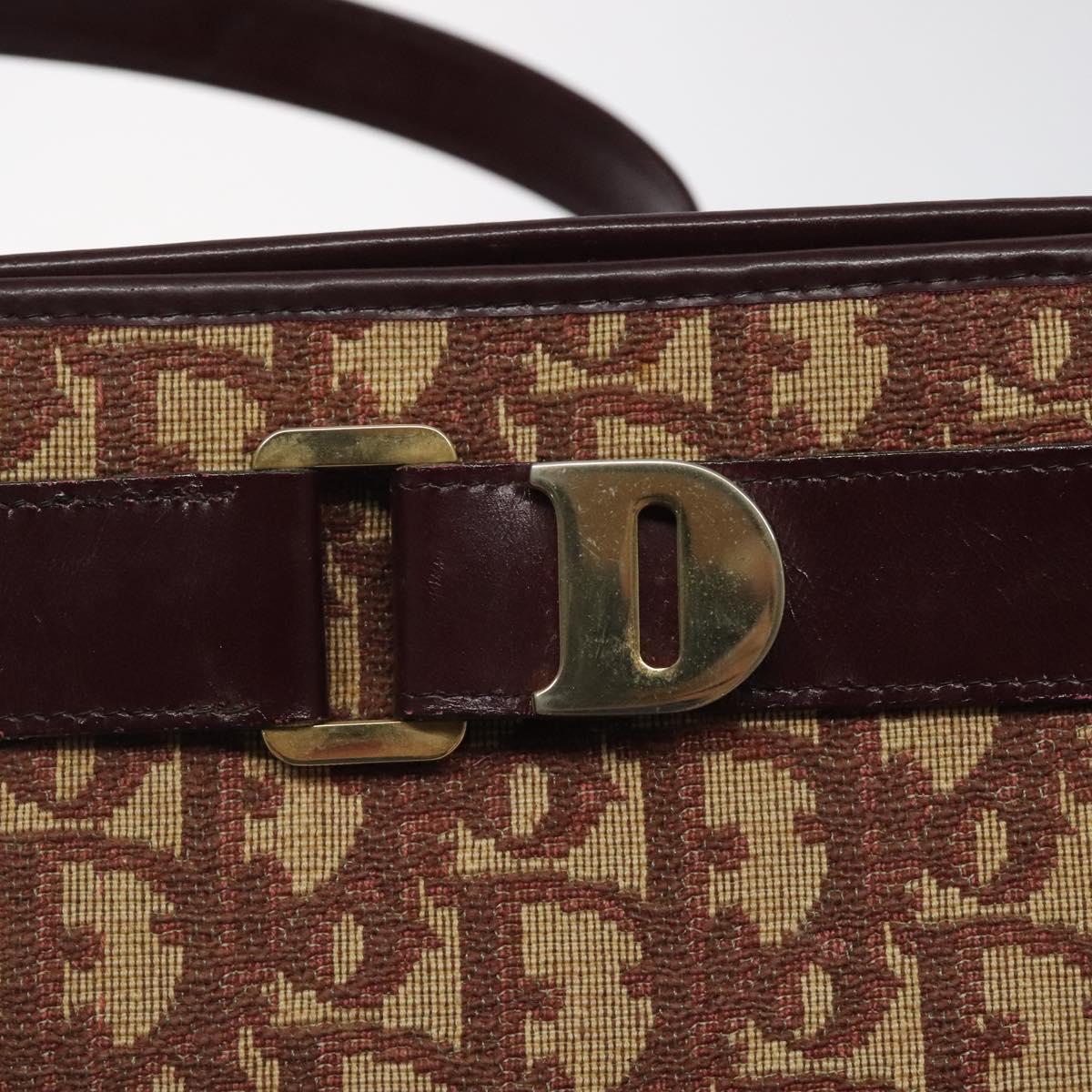 Christian Dior Trotter Canvas Shoulder Bag Red Gold Auth 121548