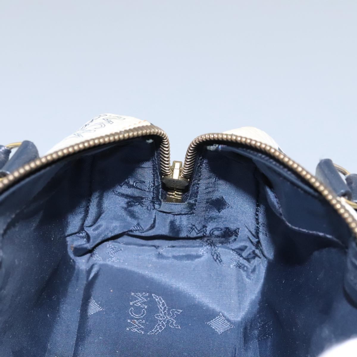 MCM Logogram Vicetos Hand Bag PVC Leather 2way White Gold Auth 121553