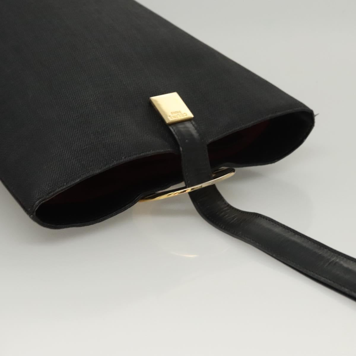 CELINE Shoulder Bag Canvas Black Gold Auth 121554