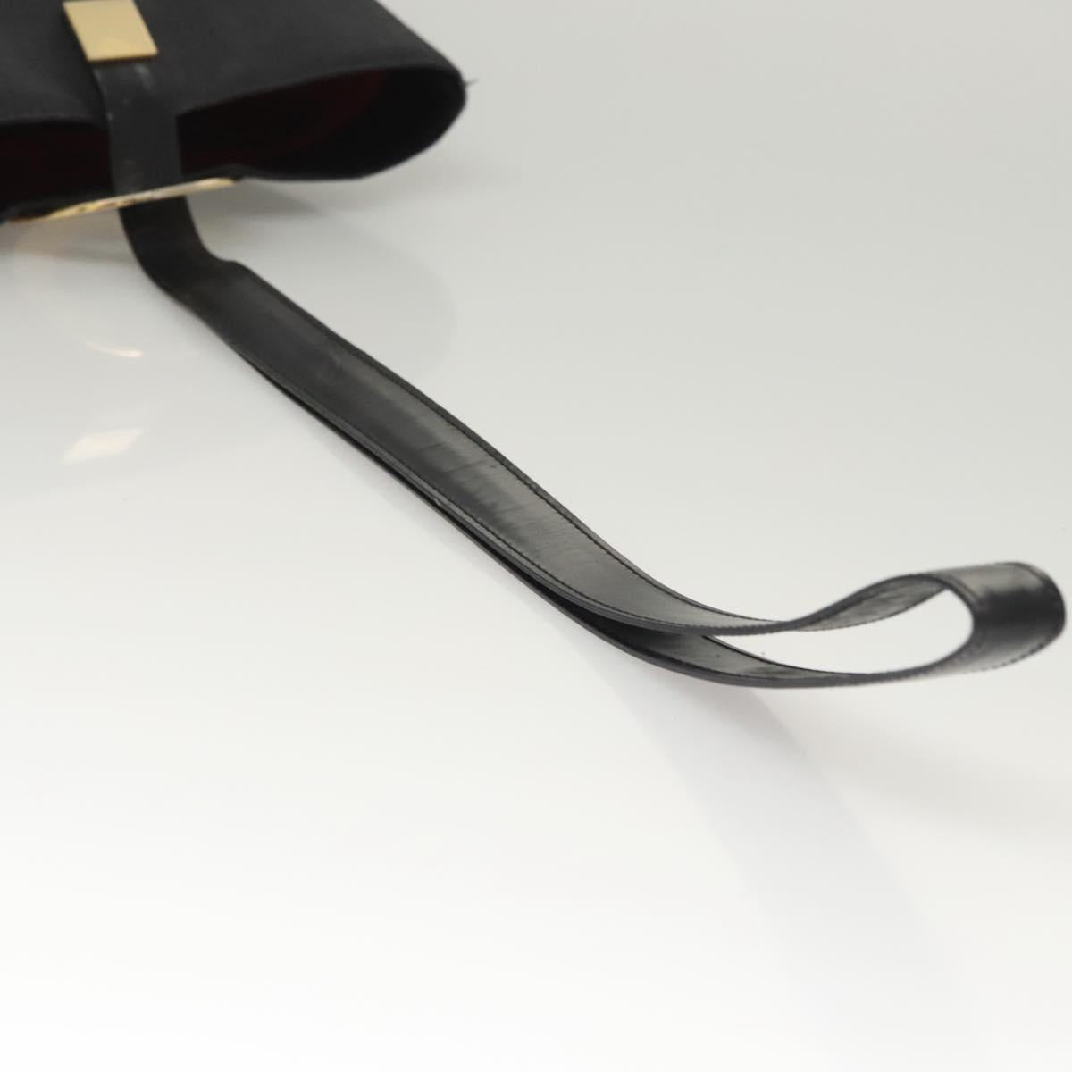 CELINE Shoulder Bag Canvas Black Gold Auth 121554