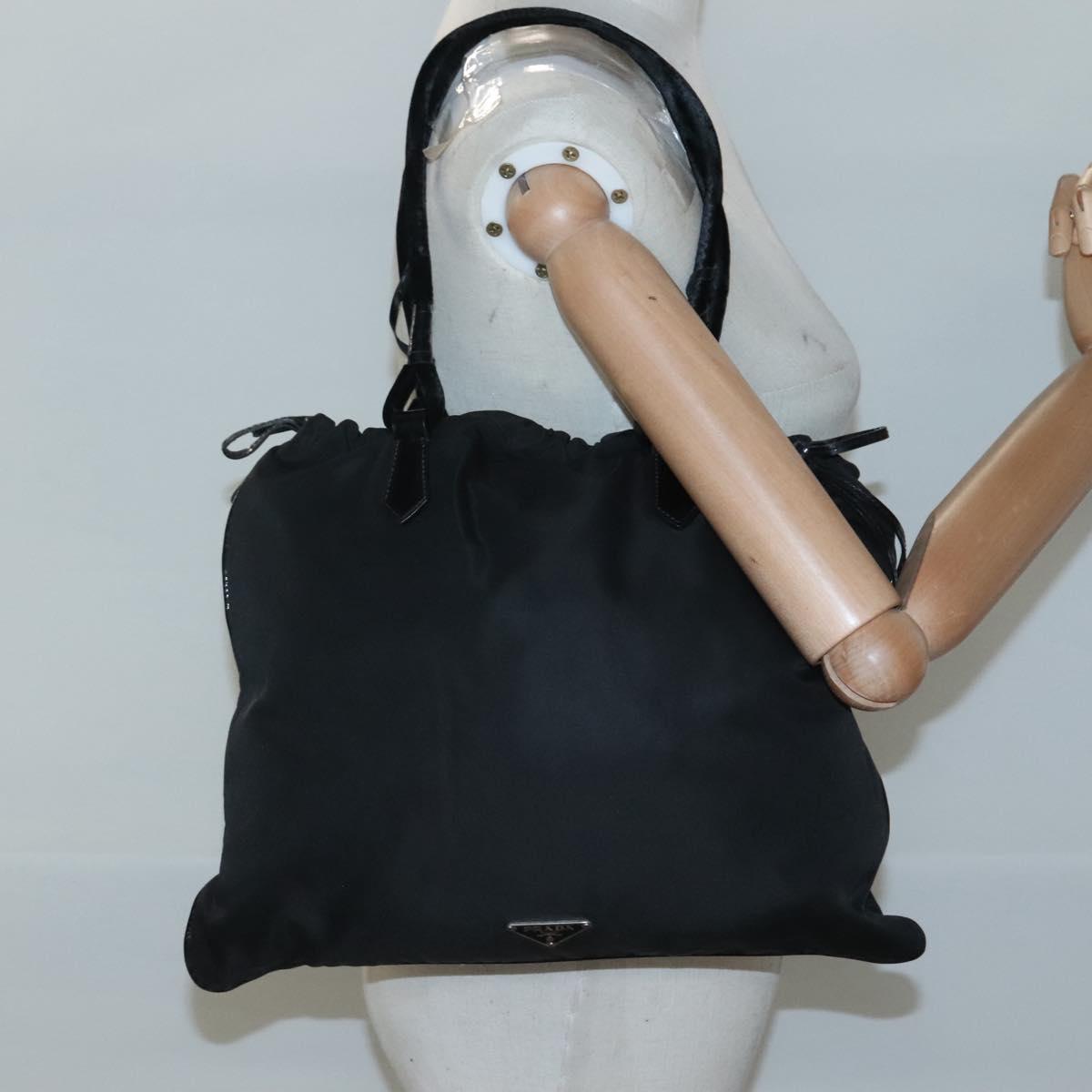 PRADA Tote Bag Nylon Black Auth 121555