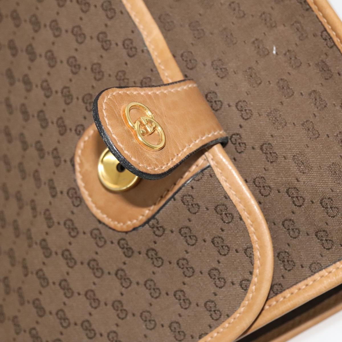 GUCCI Micro GG Canvas Hand Bag 2way Brown Gold Auth 121561