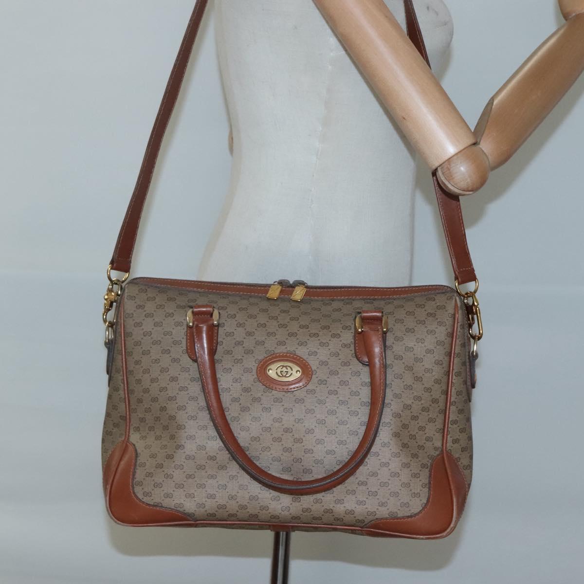 GUCCI Micro GG Supreme Hand Bag PVC 2way Beige Gold 002 25 0033 Auth 121562