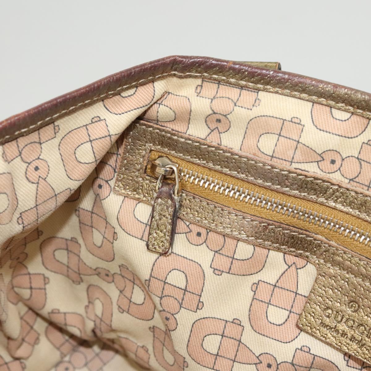 GUCCI GG Canvas Hand Bag Beige Gold 139261 Auth 121563