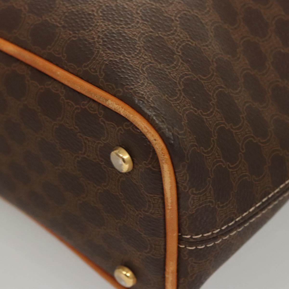 CELINE Macadam Canvas Shoulder Bag PVC Leather Brown Gold Auth 121564