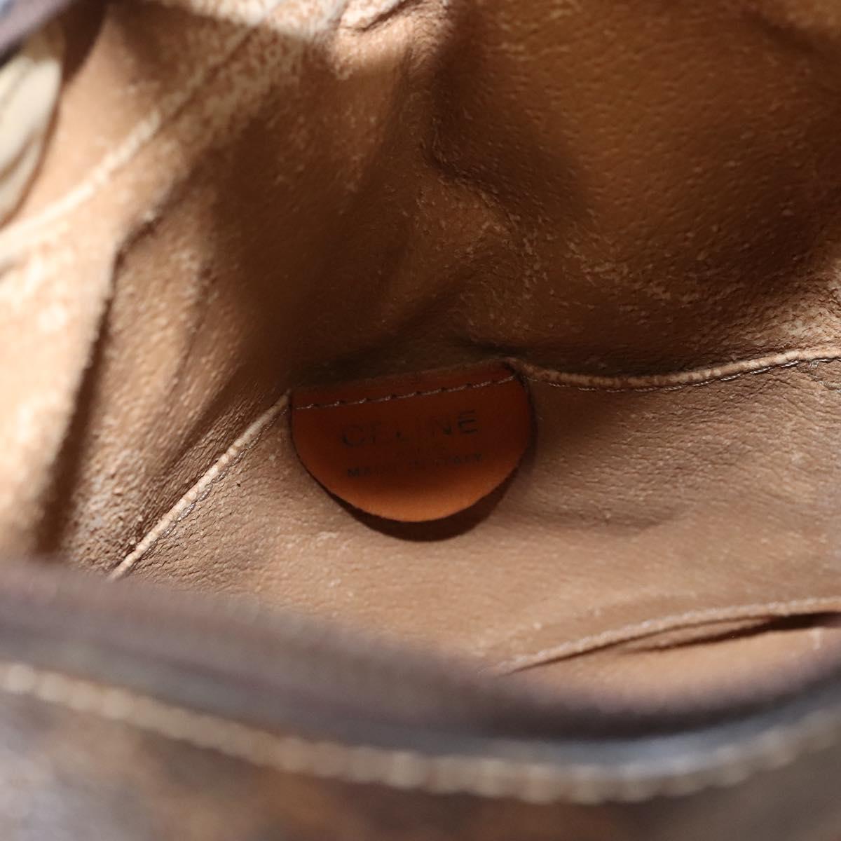 CELINE Macadam Canvas Shoulder Bag PVC Leather Brown Gold Auth 121564