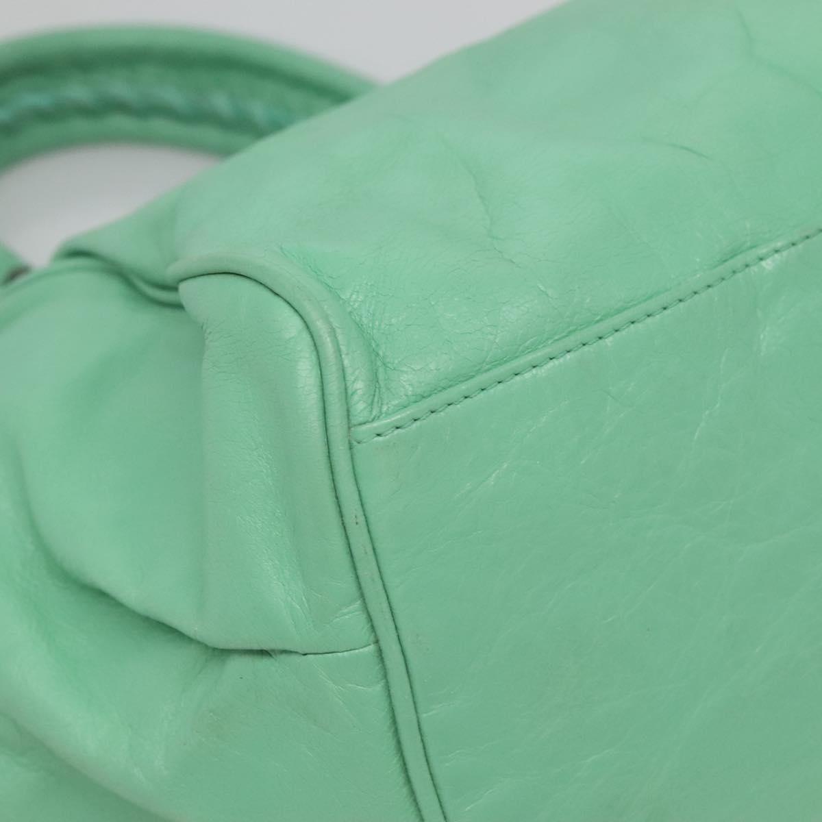 BALENCIAGA The Sunday Hand Bag Leather Peppermint 228755 Auth 121585