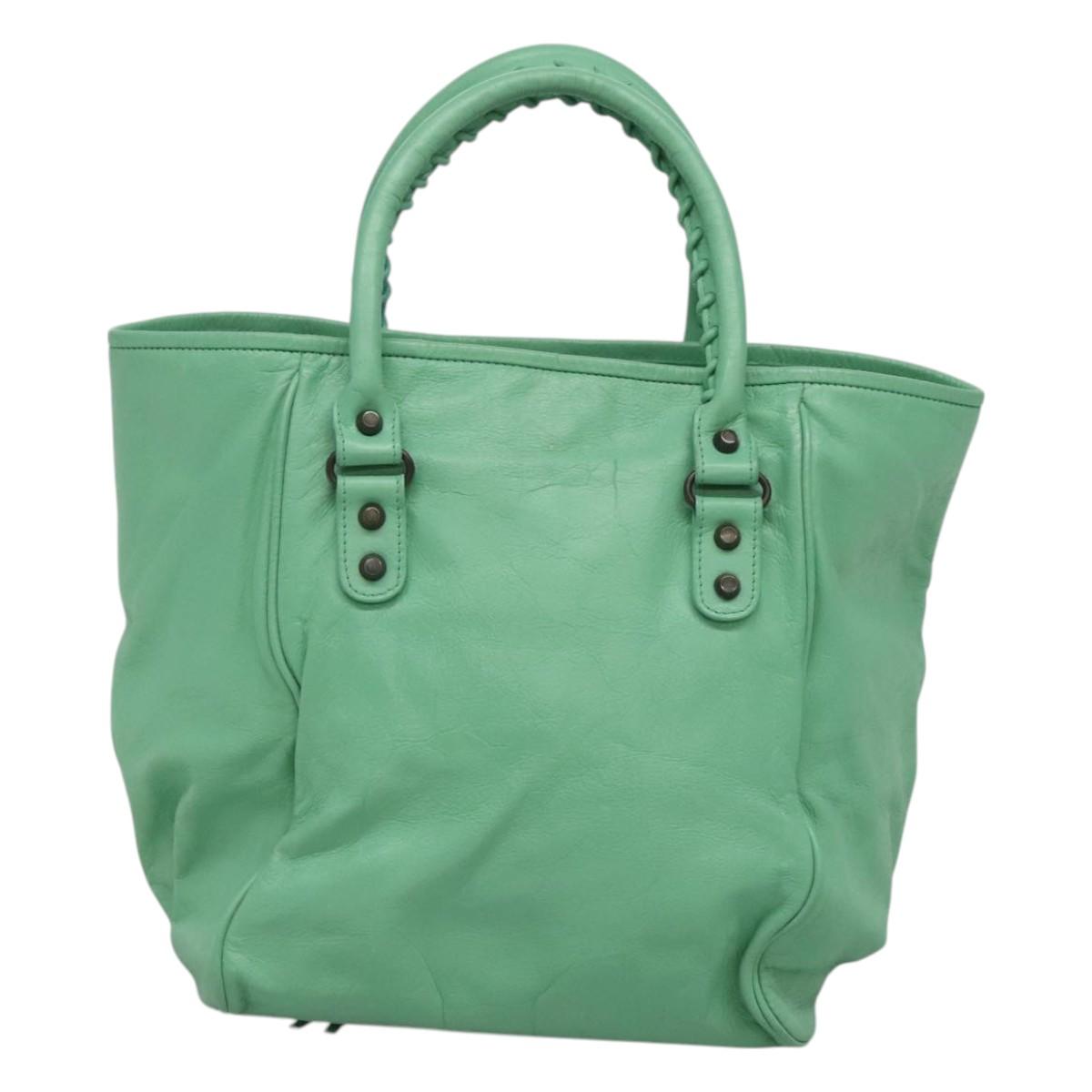 BALENCIAGA The Sunday Hand Bag Leather Peppermint 228755 Auth 121585