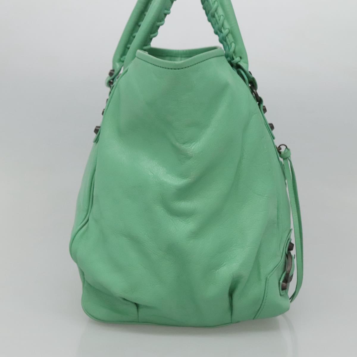 BALENCIAGA The Sunday Hand Bag Leather Peppermint 228755 Auth 121585