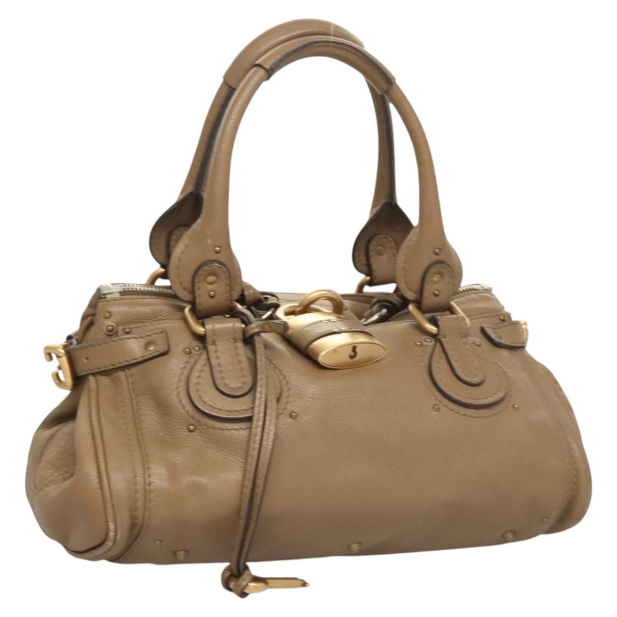 Chloe Paddington Shoulder Bag Leather Outlet Brown Gold Silver Auth 121587