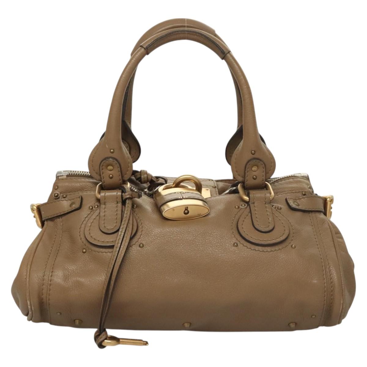 Chloe Paddington Shoulder Bag Leather Outlet Brown Gold Silver Auth 121587