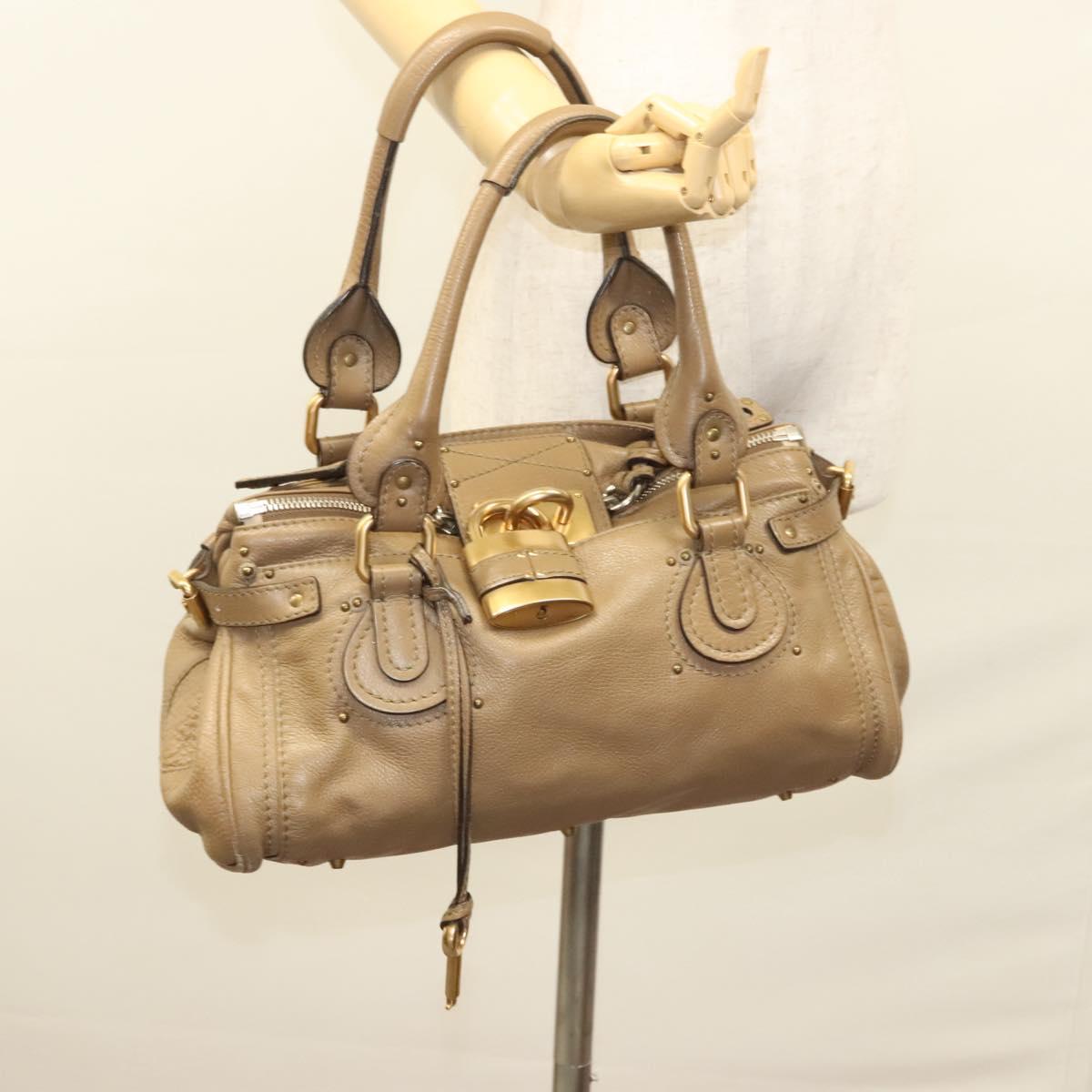 Chloe Paddington Shoulder Bag Leather Outlet Brown Gold Silver Auth 121587