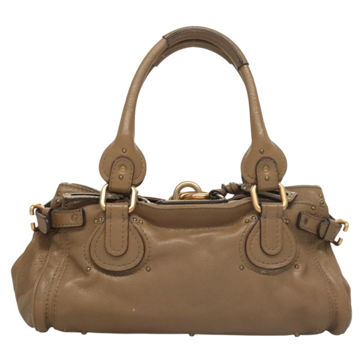 Chloe Paddington Shoulder Bag Leather Outlet Brown Gold Silver Auth 121587