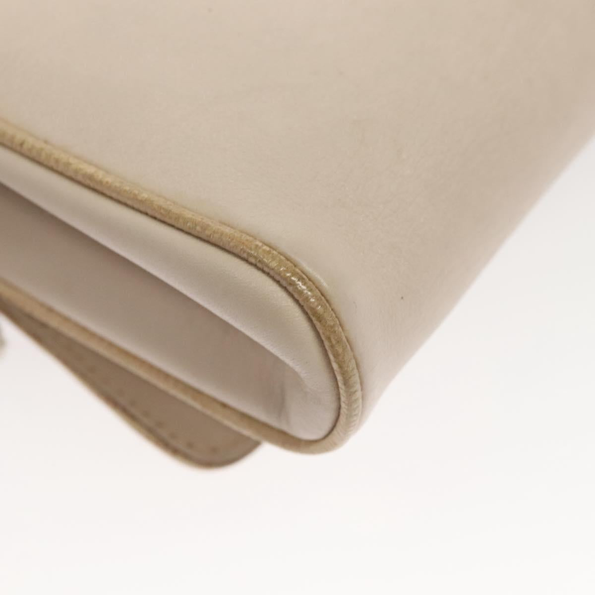 CELINE Shoulder Bag Leather Beige Gold Auth 121591