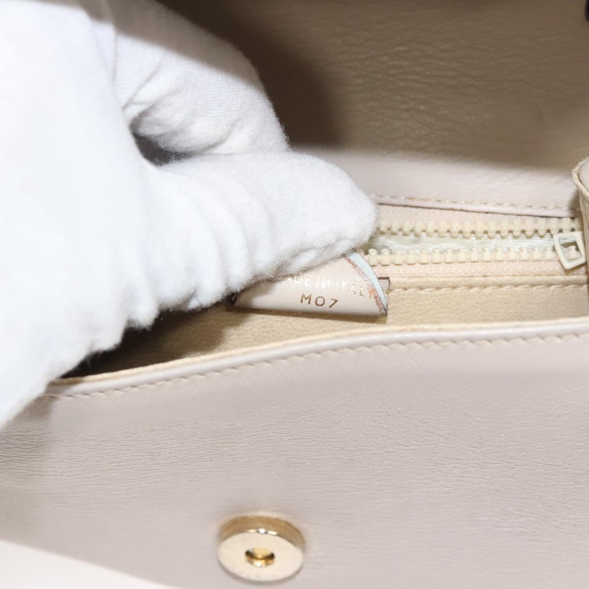 CELINE Shoulder Bag Leather Beige Gold Auth 121591