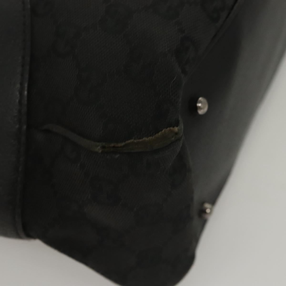 GUCCI GG Canvas Tote Bag Black Silver 113011 Auth 121593
