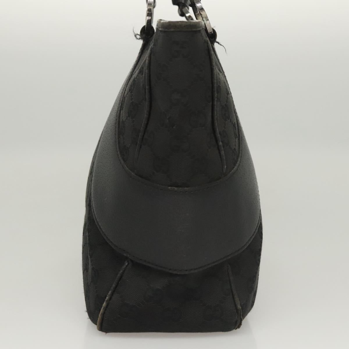 GUCCI GG Canvas Tote Bag Black Silver 113011 Auth 121593