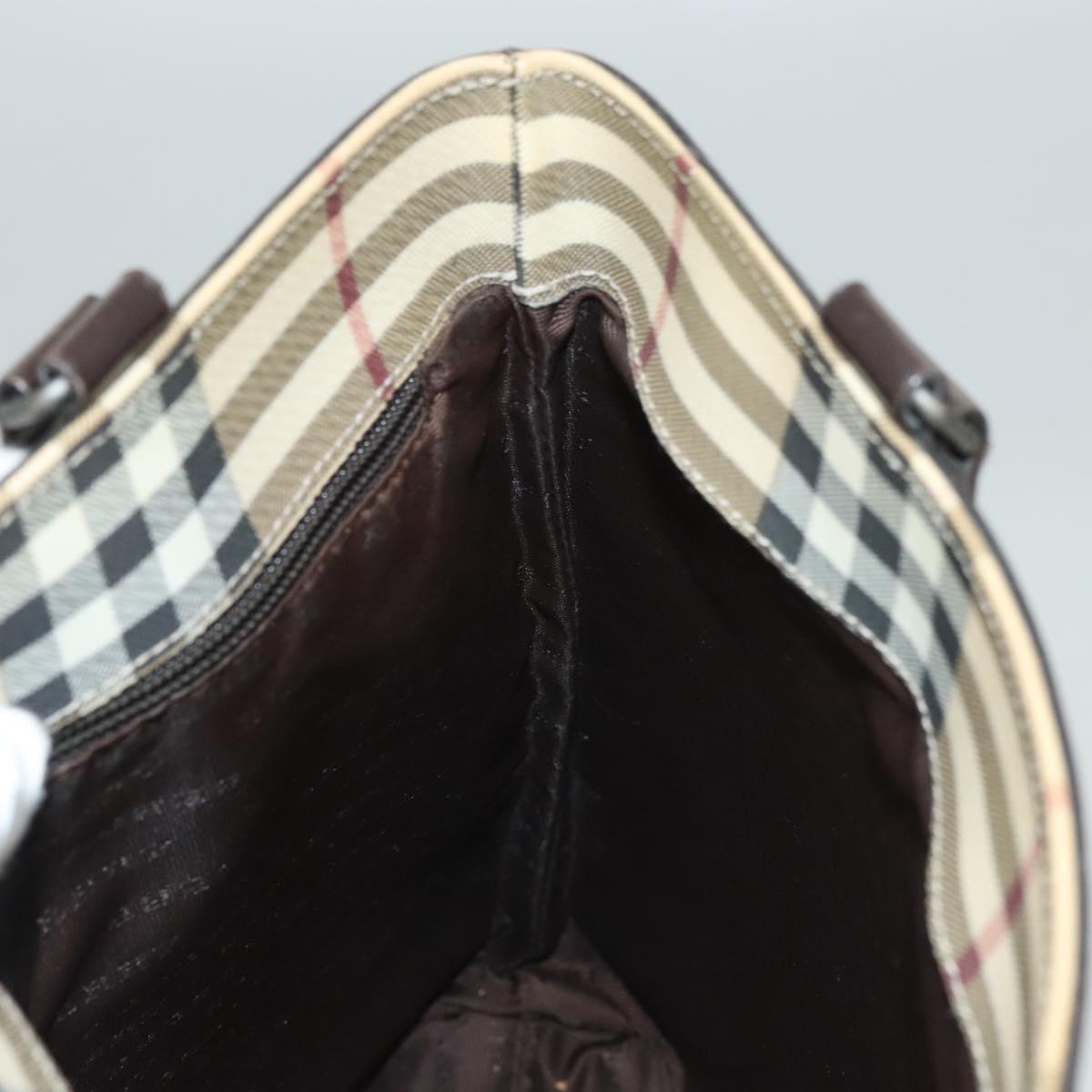 BURBERRY Nova Check Tote Bag PVC Beige Auth 121605