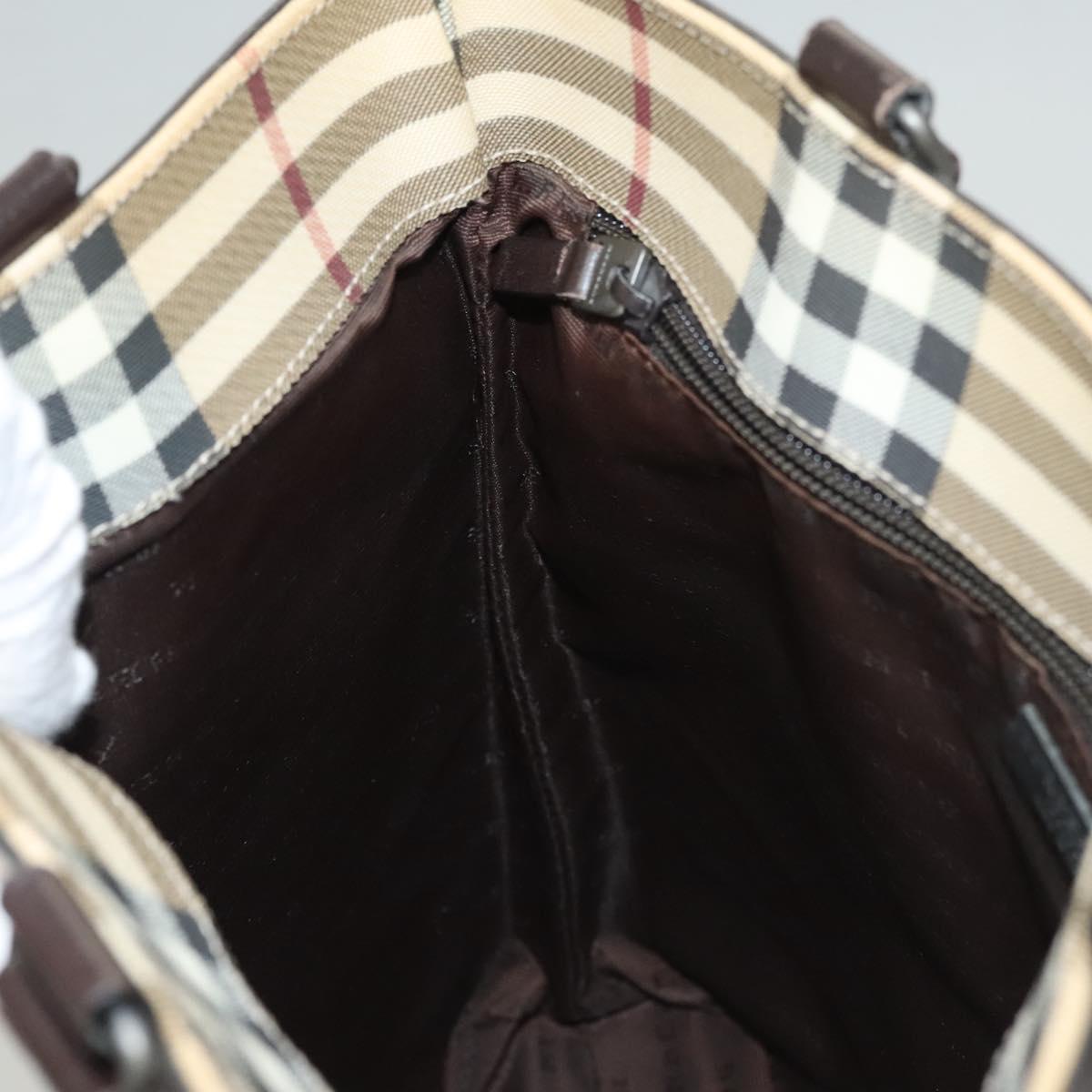 BURBERRY Nova Check Tote Bag PVC Beige Auth 121605