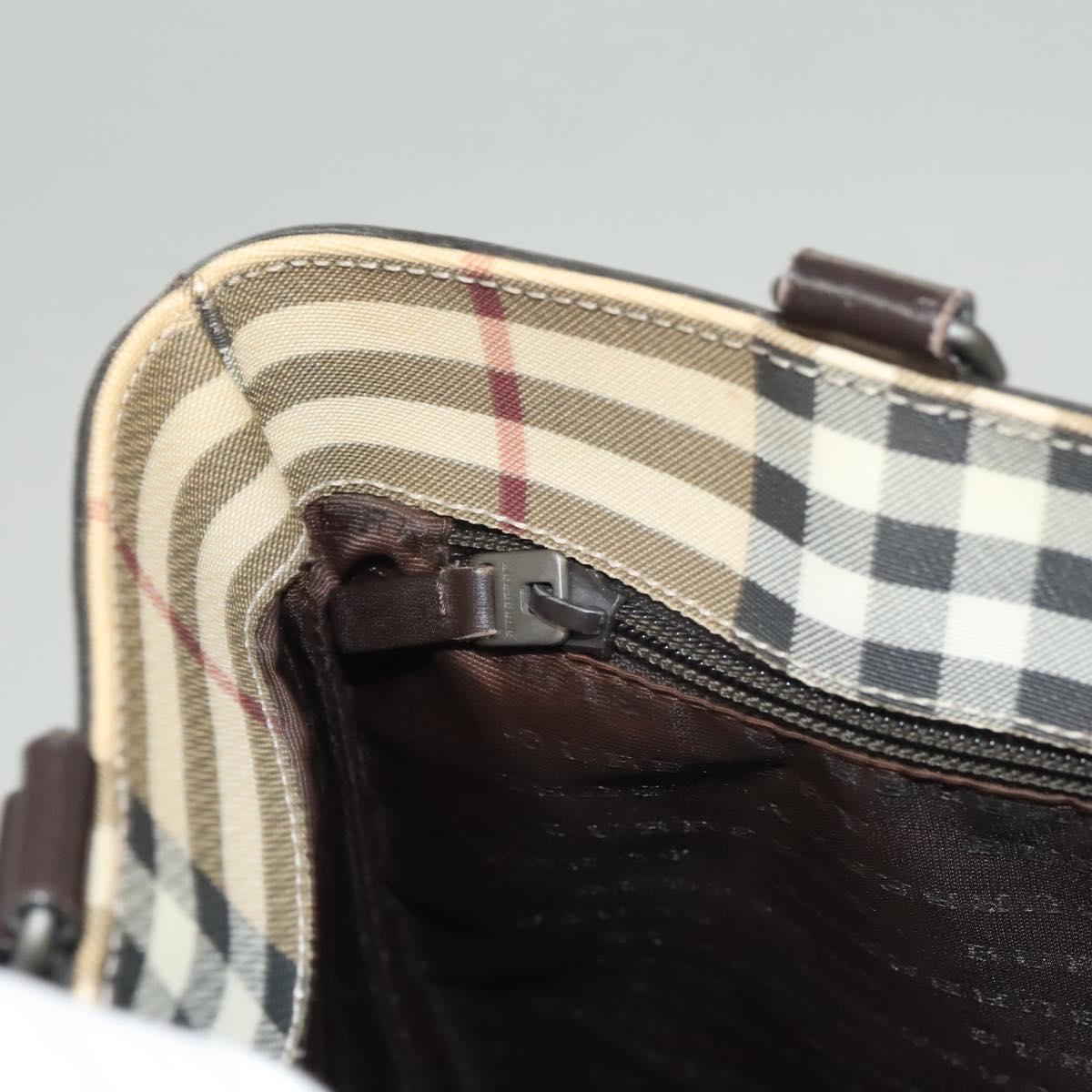 BURBERRY Nova Check Tote Bag PVC Beige Auth 121605