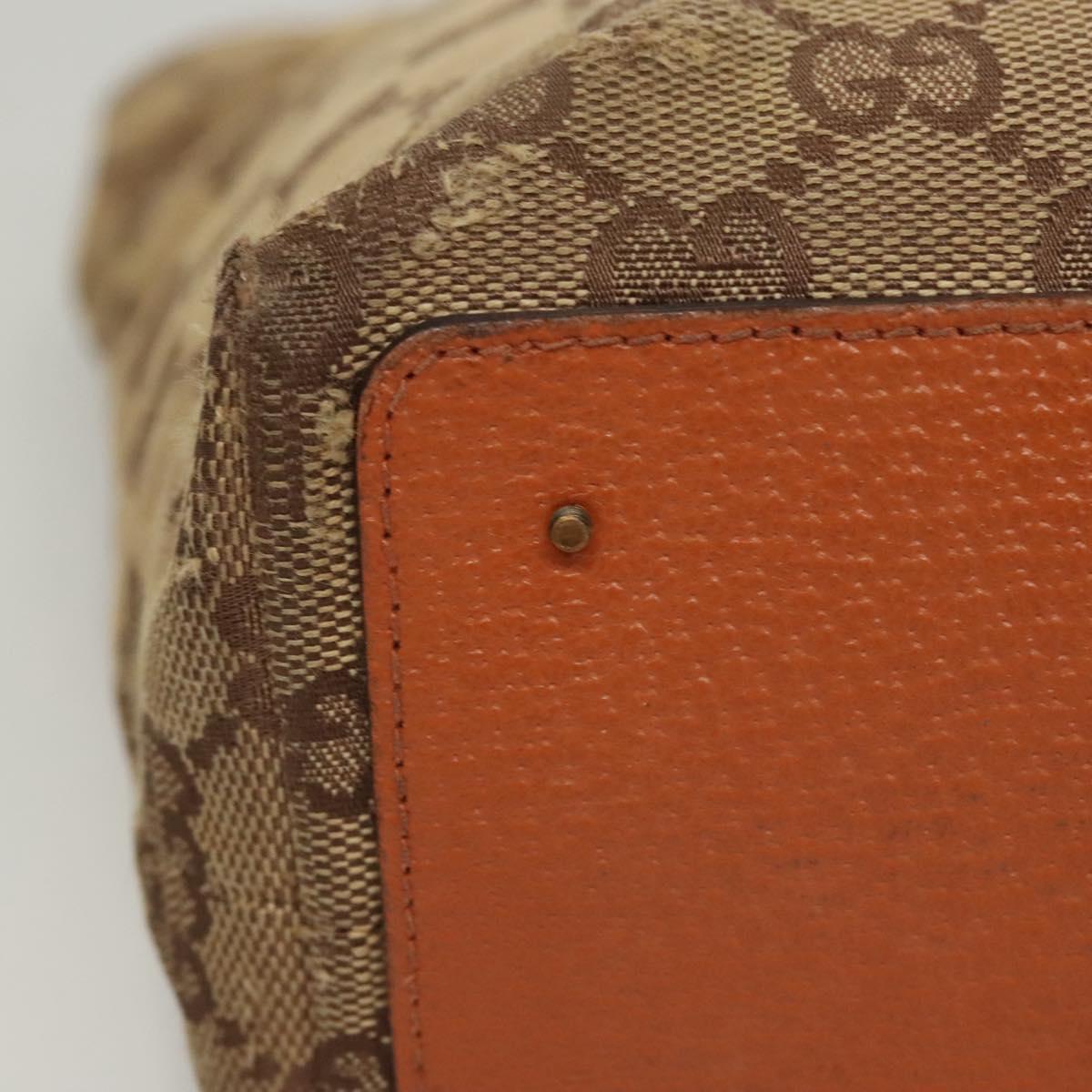 GUCCI GG Canvas Tote Bag Beige Silver 120840 Auth 121608