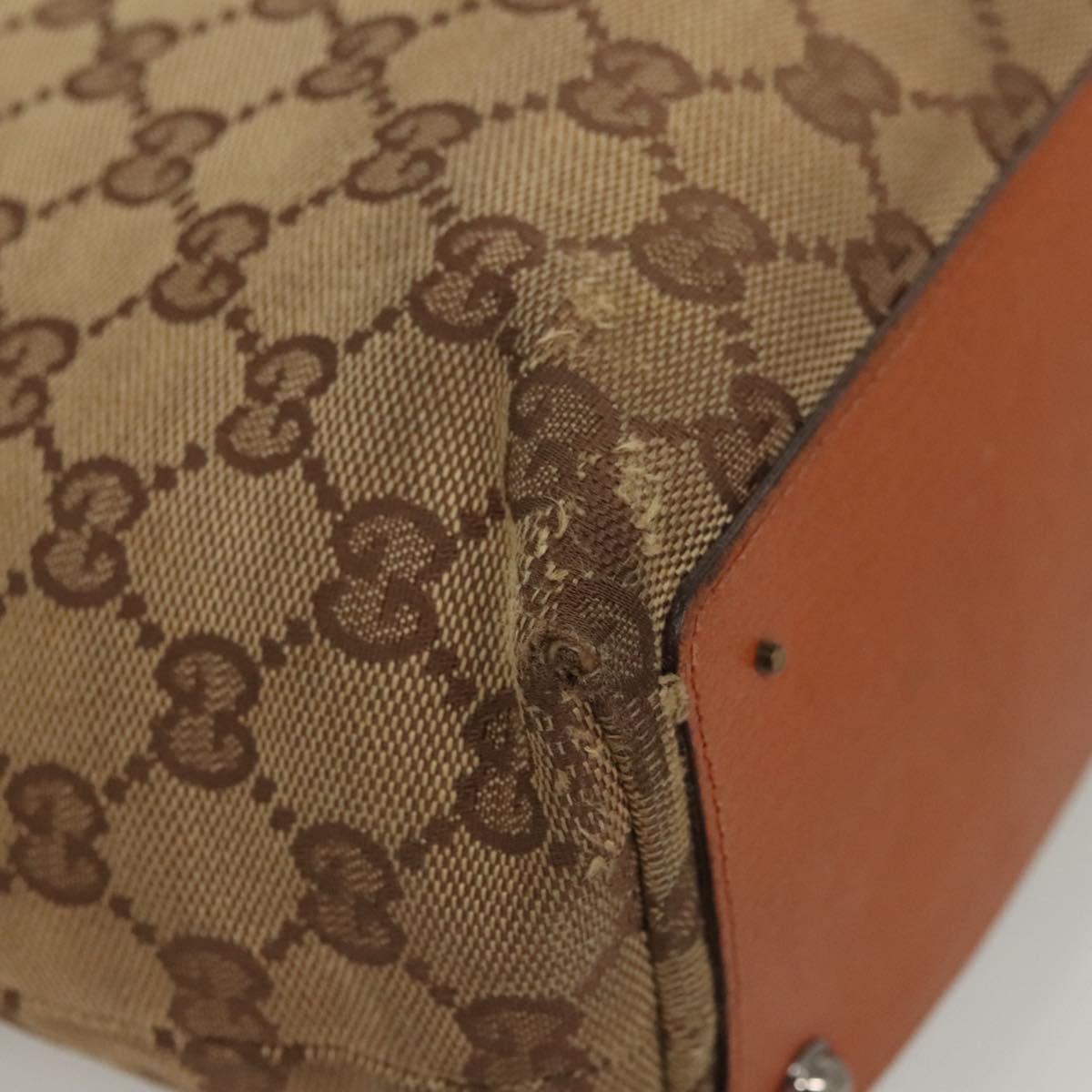 GUCCI GG Canvas Tote Bag Beige Silver 120840 Auth 121608