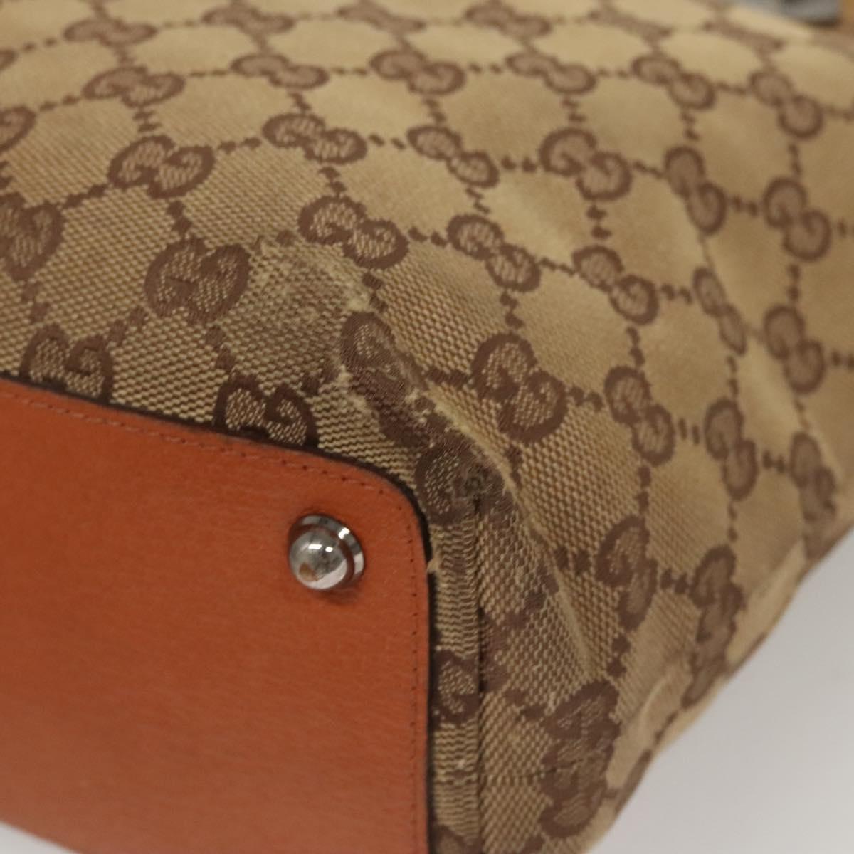 GUCCI GG Canvas Tote Bag Beige Silver 120840 Auth 121608
