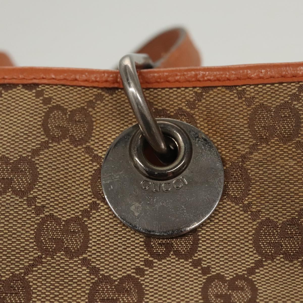 GUCCI GG Canvas Tote Bag Beige Silver 120840 Auth 121608