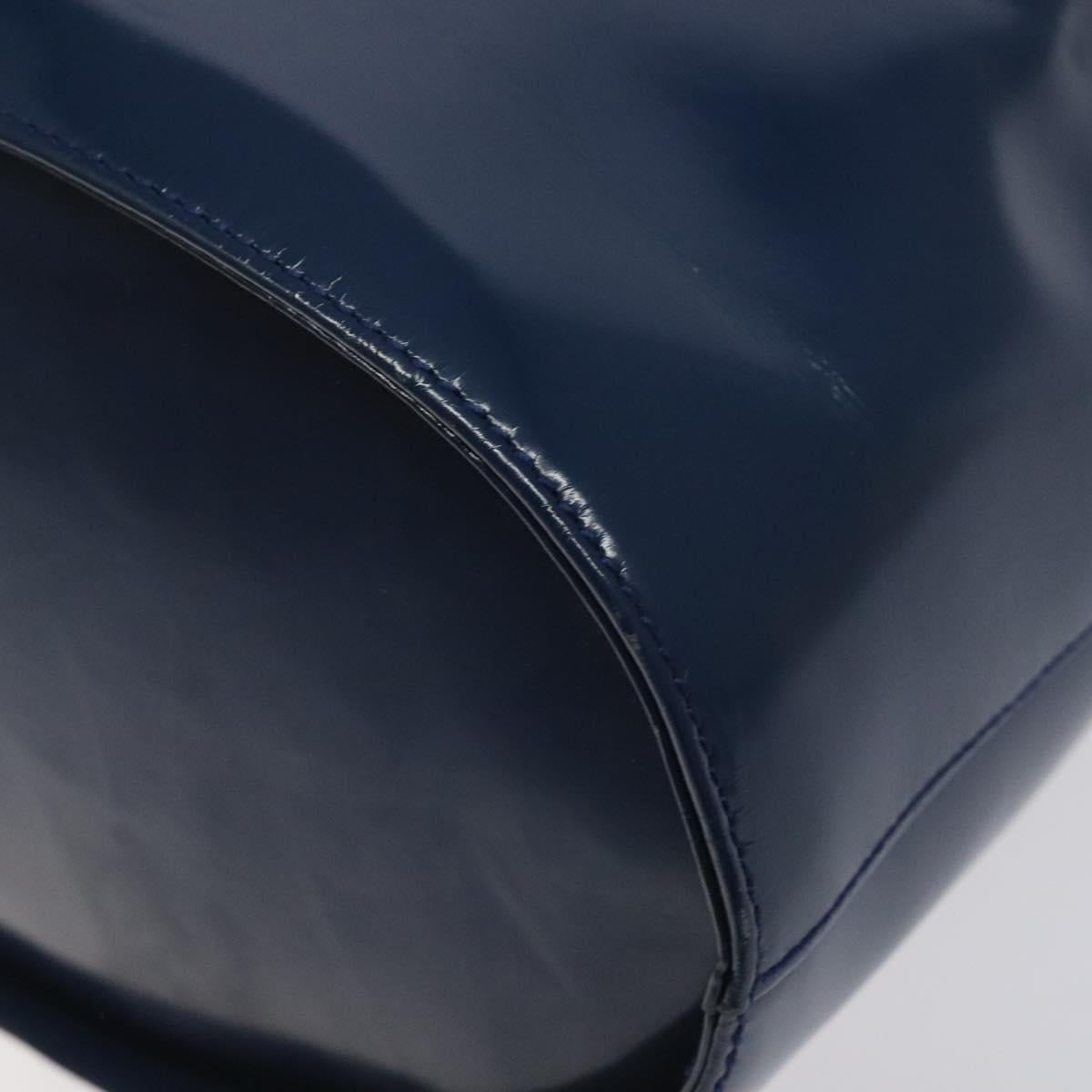 Salvatore Ferragamo Shoulder Bag Patent leather Blue Silver Auth 121614