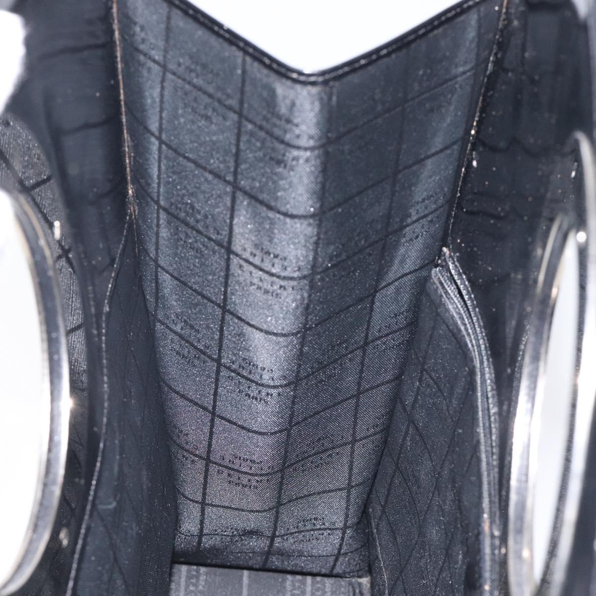 CELINE Hand Bag Enamel Black Silver Auth 121615