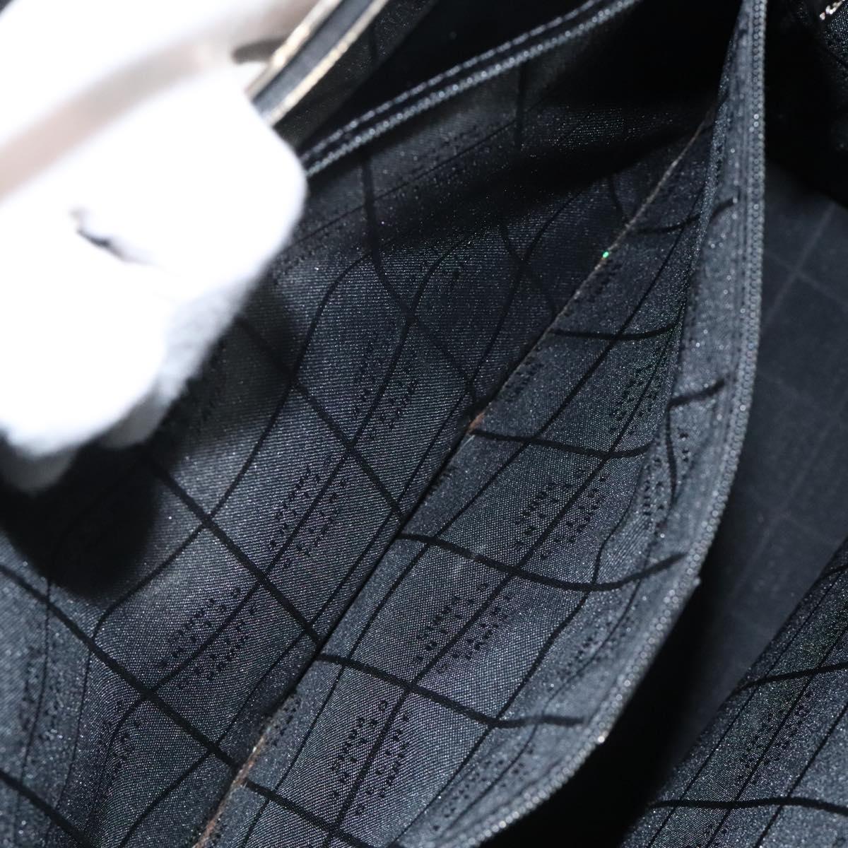 CELINE Hand Bag Enamel Black Silver Auth 121615