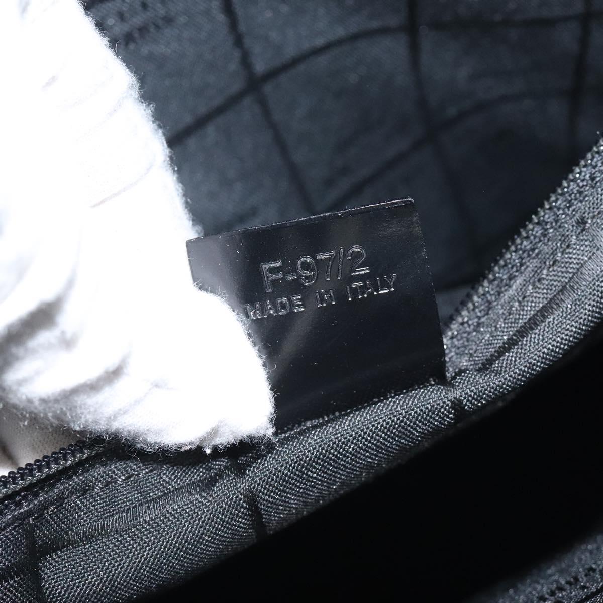 CELINE Hand Bag Enamel Black Silver Auth 121615