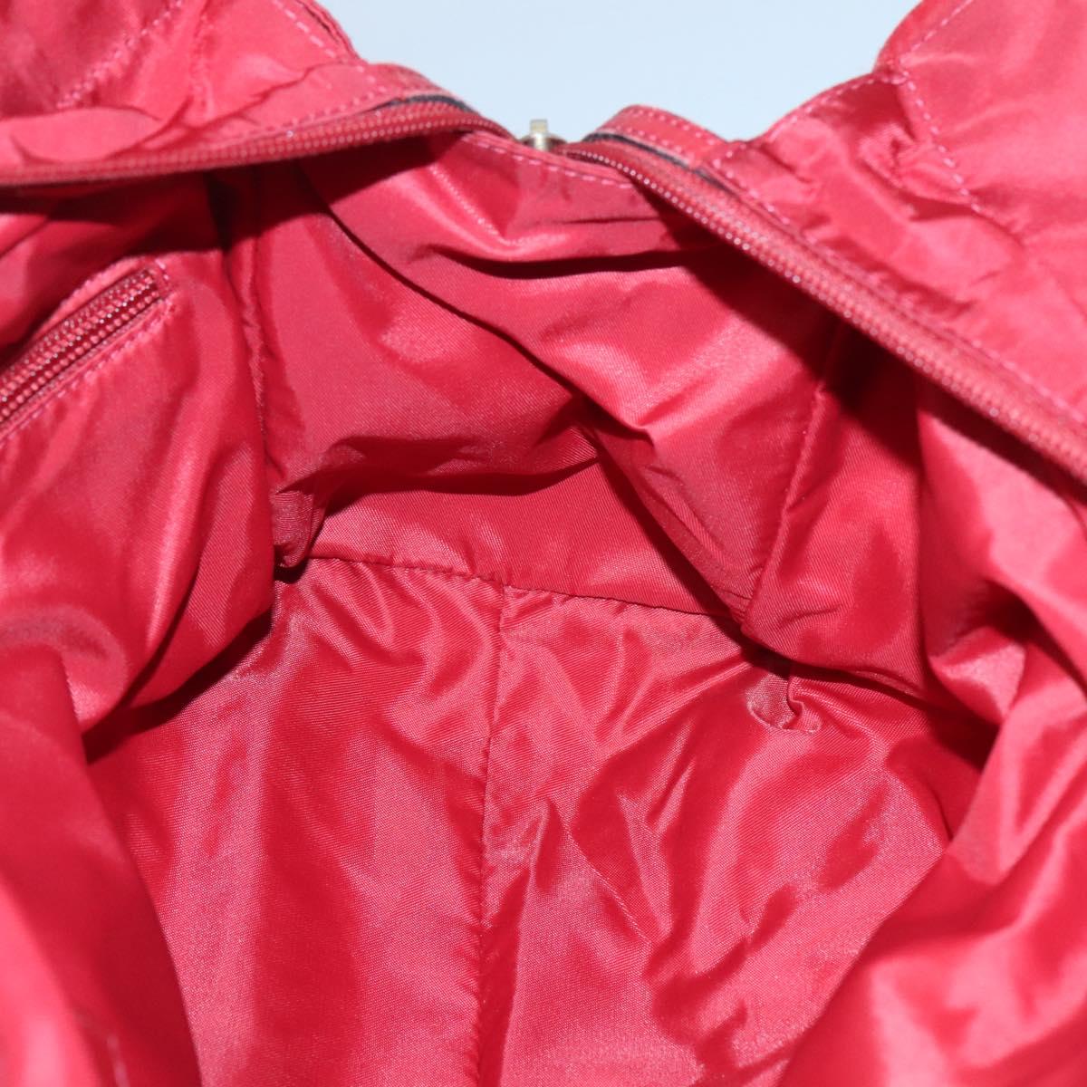 CELINE Hand Bag Nylon Red Gold Auth 121616