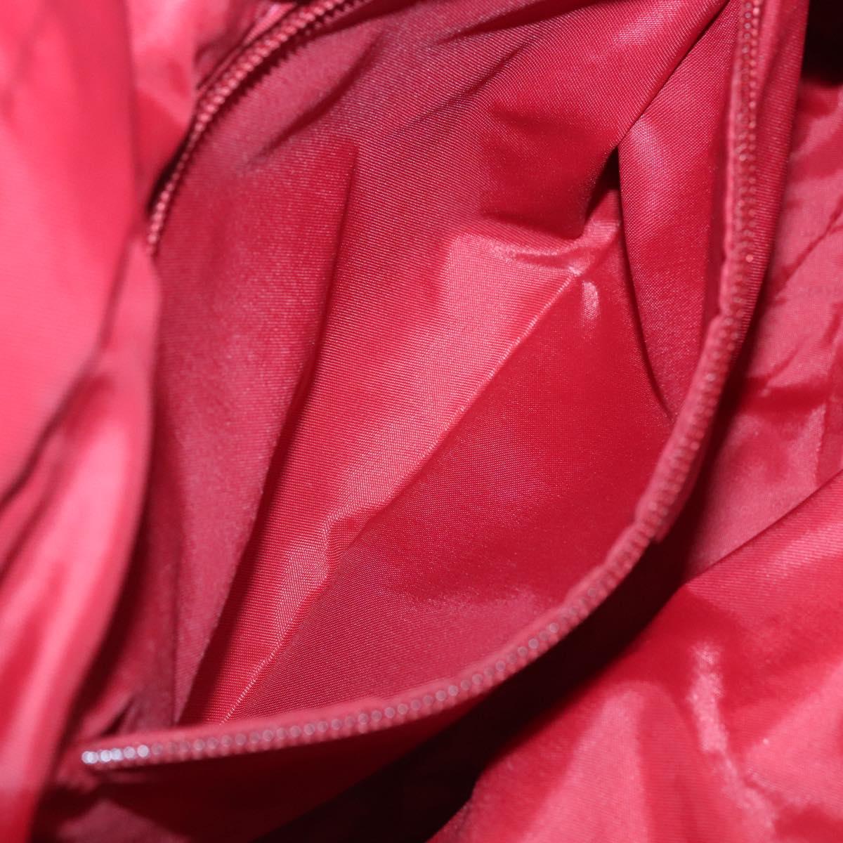 CELINE Hand Bag Nylon Red Gold Auth 121616