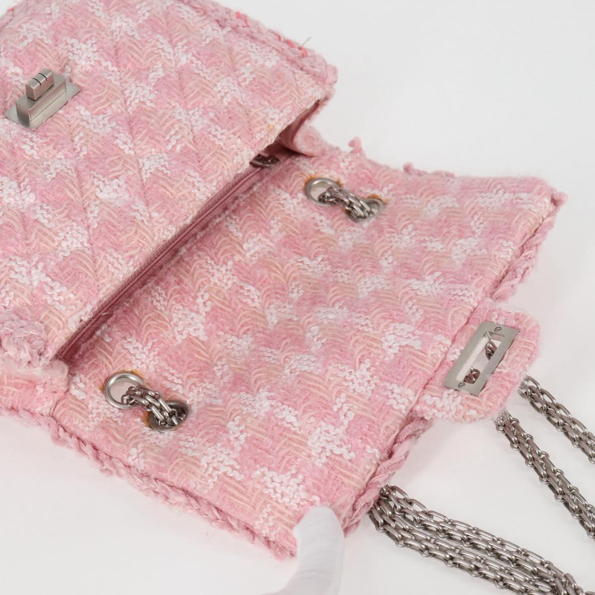 CHANEL Chain Matelasse 23 2.55 Shoulder Bag tweed Pink CC Auth 121623SM
