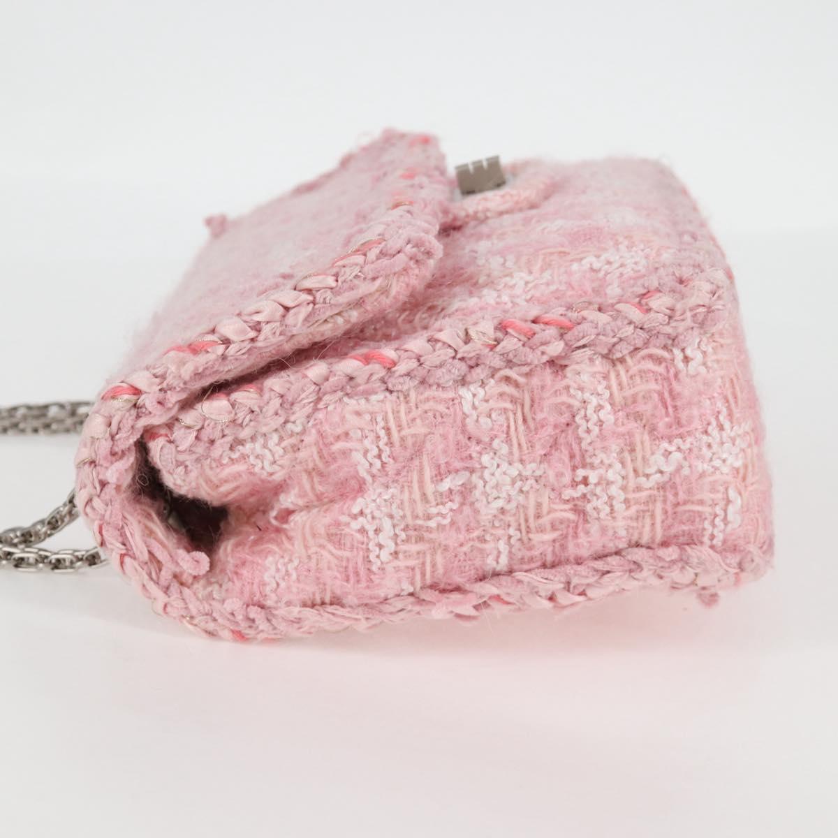 CHANEL Chain Matelasse 2.55 Shoulder Bag Tweed Pink CC Auth 121623AM