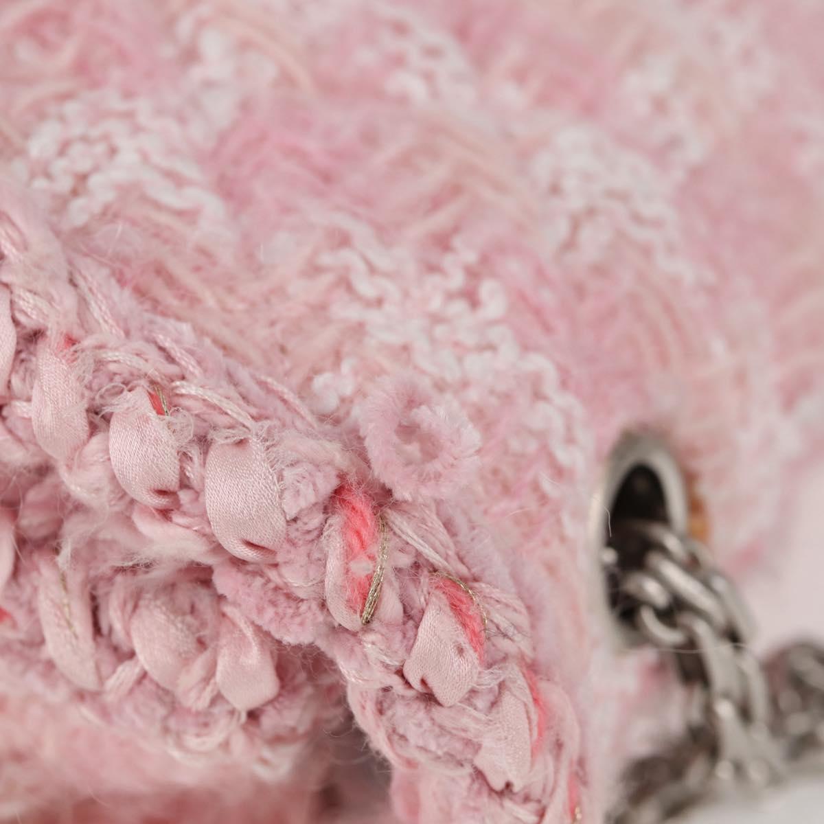 CHANEL Chain Matelasse 2.55 Shoulder Bag Tweed Pink CC Auth 121623AM