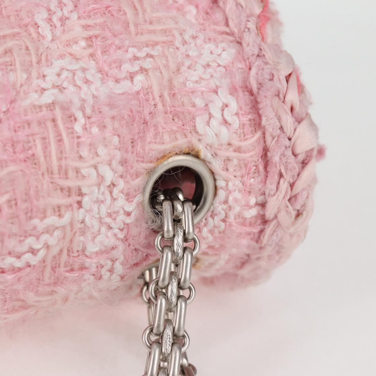 CHANEL Chain Matelasse 2.55 Shoulder Bag Tweed Pink CC Auth 121623AM