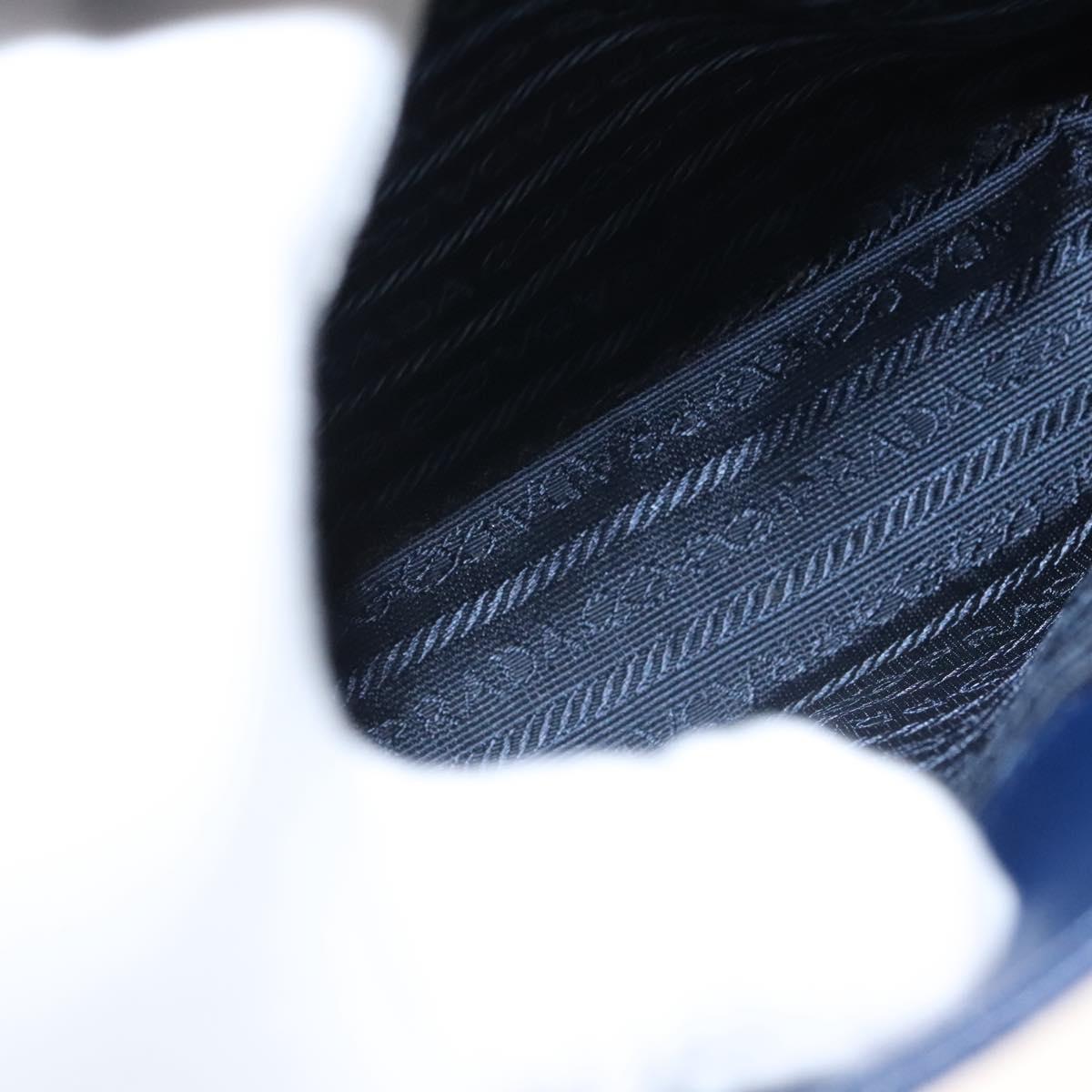 PRADA Shoulder Bag Safiano Leather Blue Gold Auth 121634