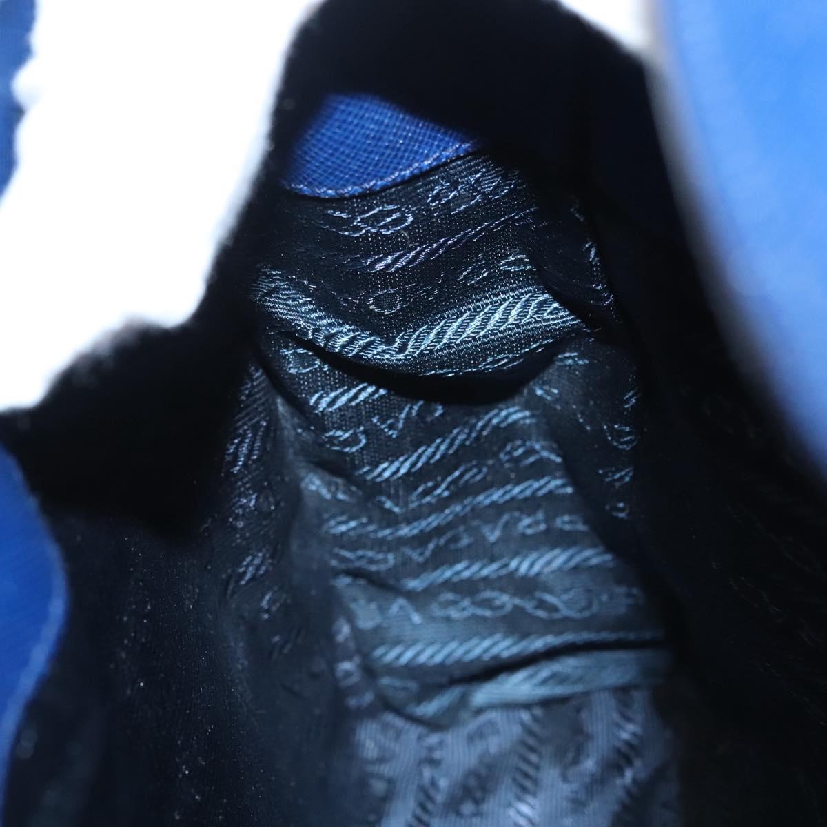 PRADA Shoulder Bag Safiano Leather Blue Gold Auth 121634