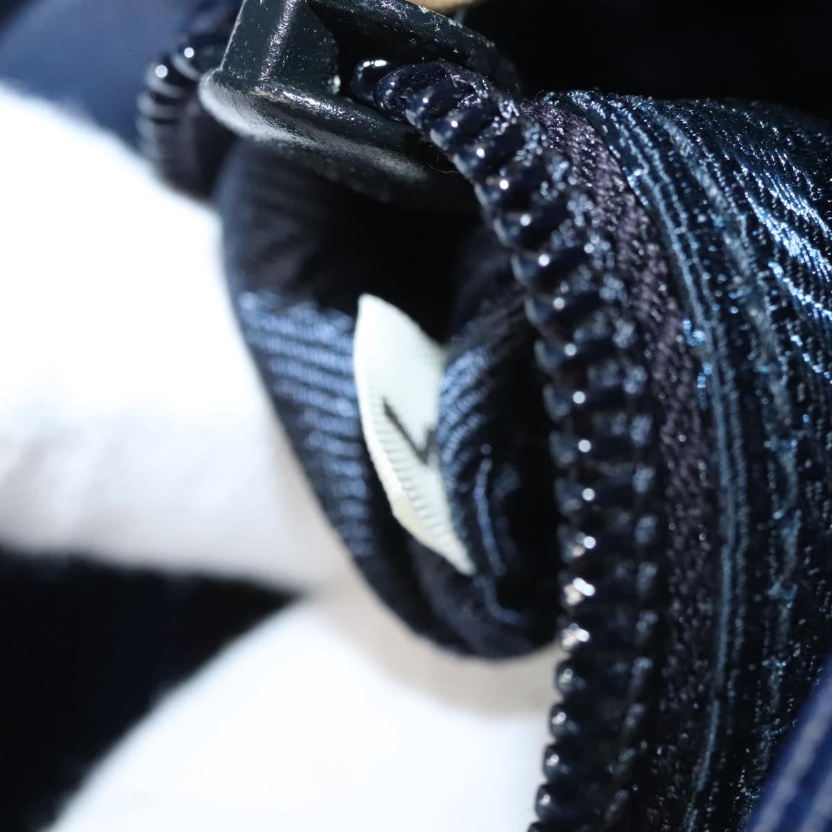 PRADA Shoulder Bag Safiano Leather Blue Gold Auth 121634