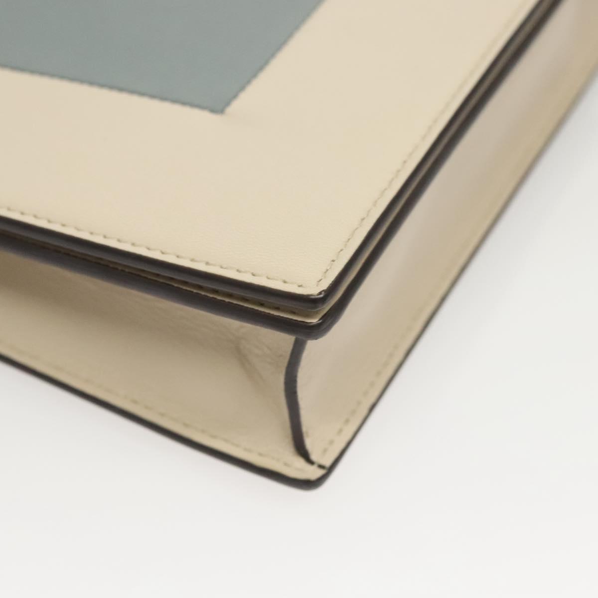 CELINE Chain Shoulder Bag Leather Gray Gold Auth 121648