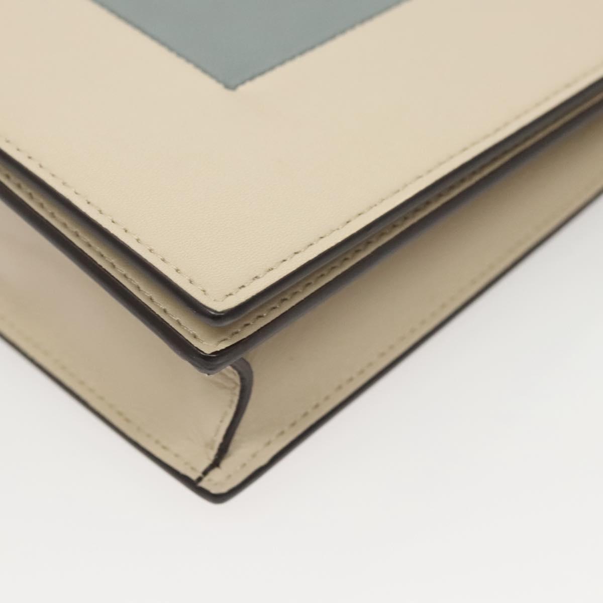 CELINE Chain Shoulder Bag Leather Gray Gold Auth 121648