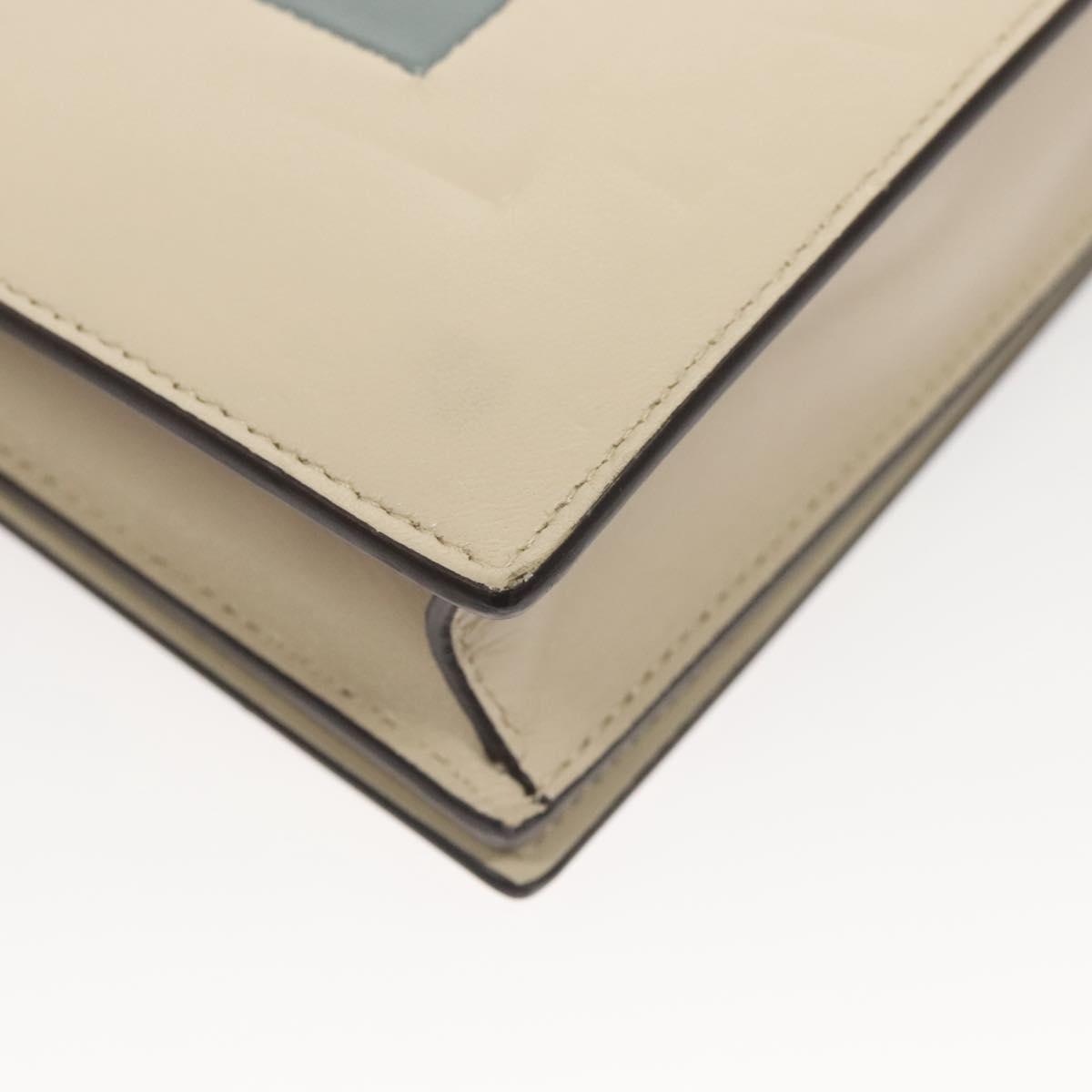 CELINE Chain Shoulder Bag Leather Gray Gold Auth 121648