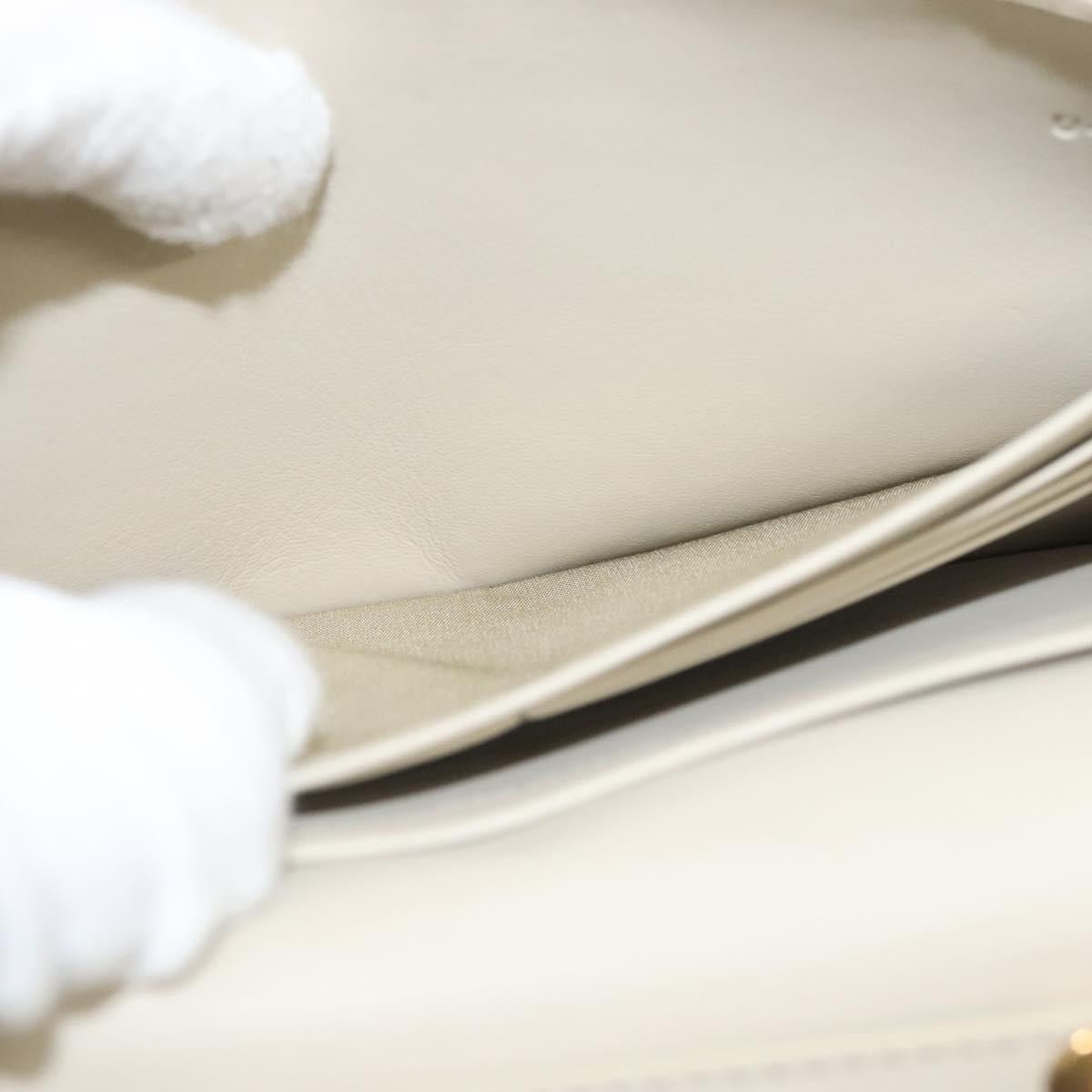 CELINE Chain Shoulder Bag Leather Gray Gold Auth 121648